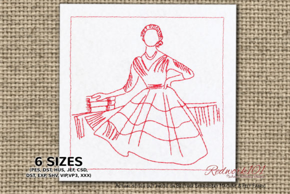 Girl with Books: A Charming Redwork Design Review