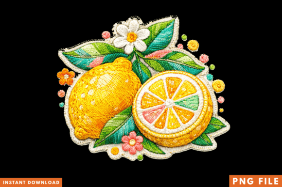 Lemon Blossom Faux Embroidery PNG: A Designer's Review